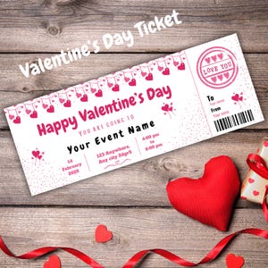 Valentine's Day Ticket, Editable Valentine Coupon, Valentine Voucher ...