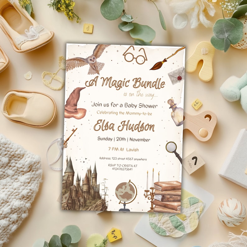 Wizard Baby Shower Invitation, Witches & Wizards Baby Shower Invite