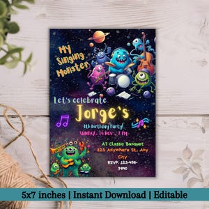My Singing Monsters Birthday Invitation Template, Monster Boy Birthday Invitation, Editable Little Monster Party Invite, Monster Bash evite