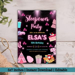 Modèle modifiable d&#39;invitation d&#39;anniversaire pyjama, invitation à une soirée spa, soirée pyjama dorloter, invitations glamour, filles glamour, soirée pyjama filles