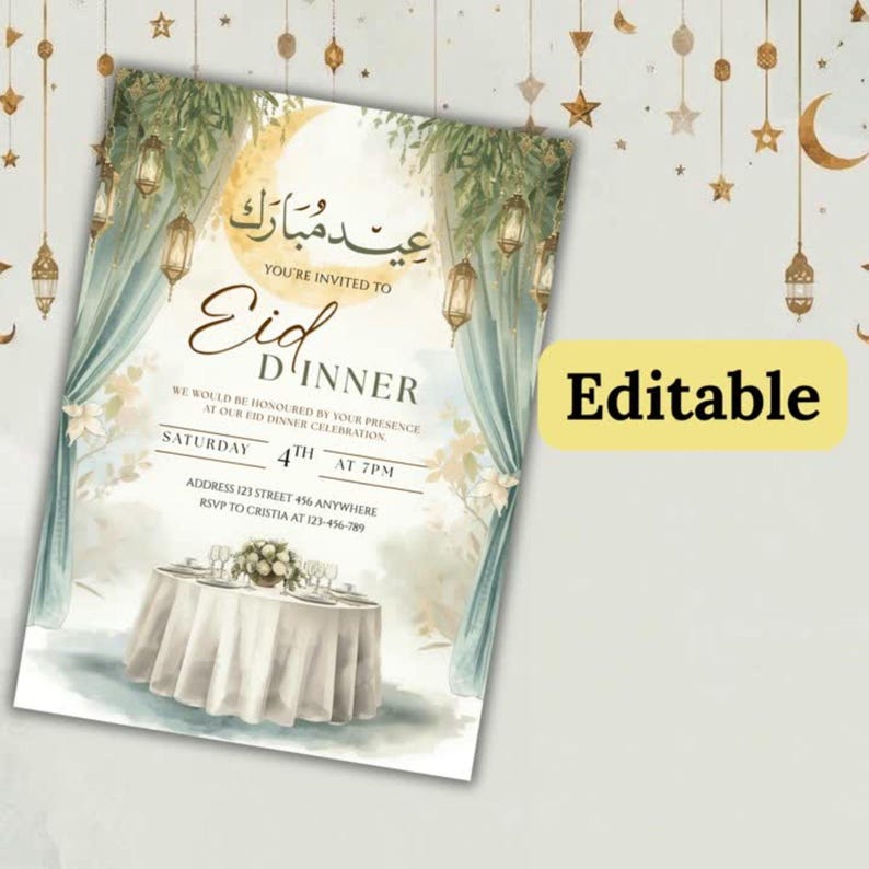 iftar party virtual invite with soft elegant layout