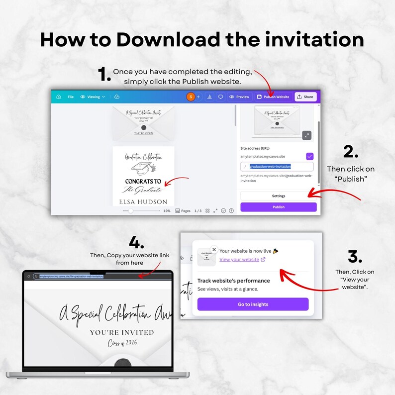 graduation evite with rsvp and modern layout