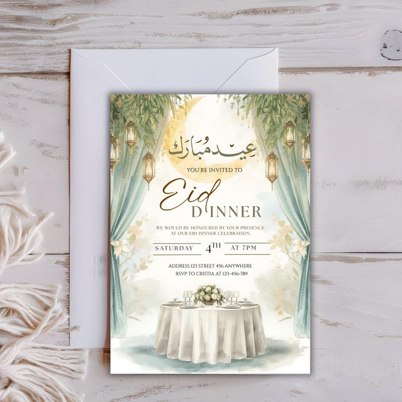 eid dinner party digital invite with modern islamic style