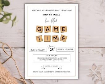 Editable Game Night Invitation Template, Board Games Invitation, House Birthday Party Invite, Family Game Invite, Neighborhood School Event