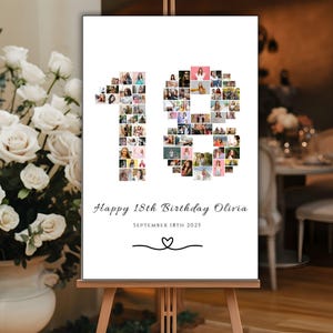 Modèle de collage photo 18e anniversaire, panneau de bienvenue 18e anniversaire, jalon photo neutre en matière de genre 18e anniversaire, affiche Look Who's 18 Bdy