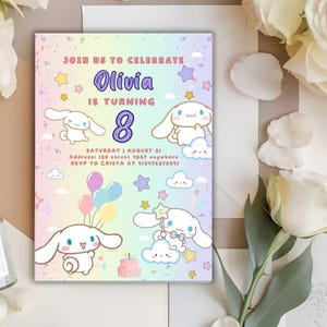 Pet-themed party invitation with cute kitty designs, customizable for a unique kids’ birthday celebration.