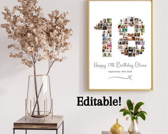 Modèle de collage photo 18e anniversaire, plaque de bienvenue 18e anniversaire, signe d&#39;étape importante photo neutre entre les sexes 18e anniversaire, look qui a 18 ans, toile