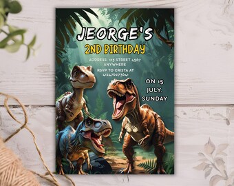 Editable Dinosaur Birthday Invitation Template, T-Rex Party Invite, Dino World Party Printable, Kids Dinosaur Theme, Instant Download
