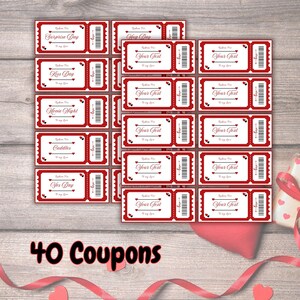 Bearbeitbarer Valentinstag-Coupon, Valentinstag-Karte, Valentinstag-Gutschein, Valentinstag-Veranstaltungsticket-Vorlage, Valentinstag-Einladung zum Ausdrucken