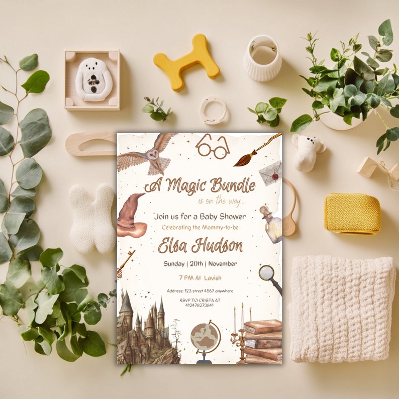 Wizard Baby Shower Invitation, Witches & Wizards Baby Shower Invite