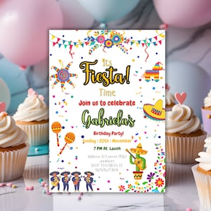 Modello di invito per compleanno messicano, invito per festa, invito modificabile, invito per compleanno per festa, tema per festa, festa per bambini