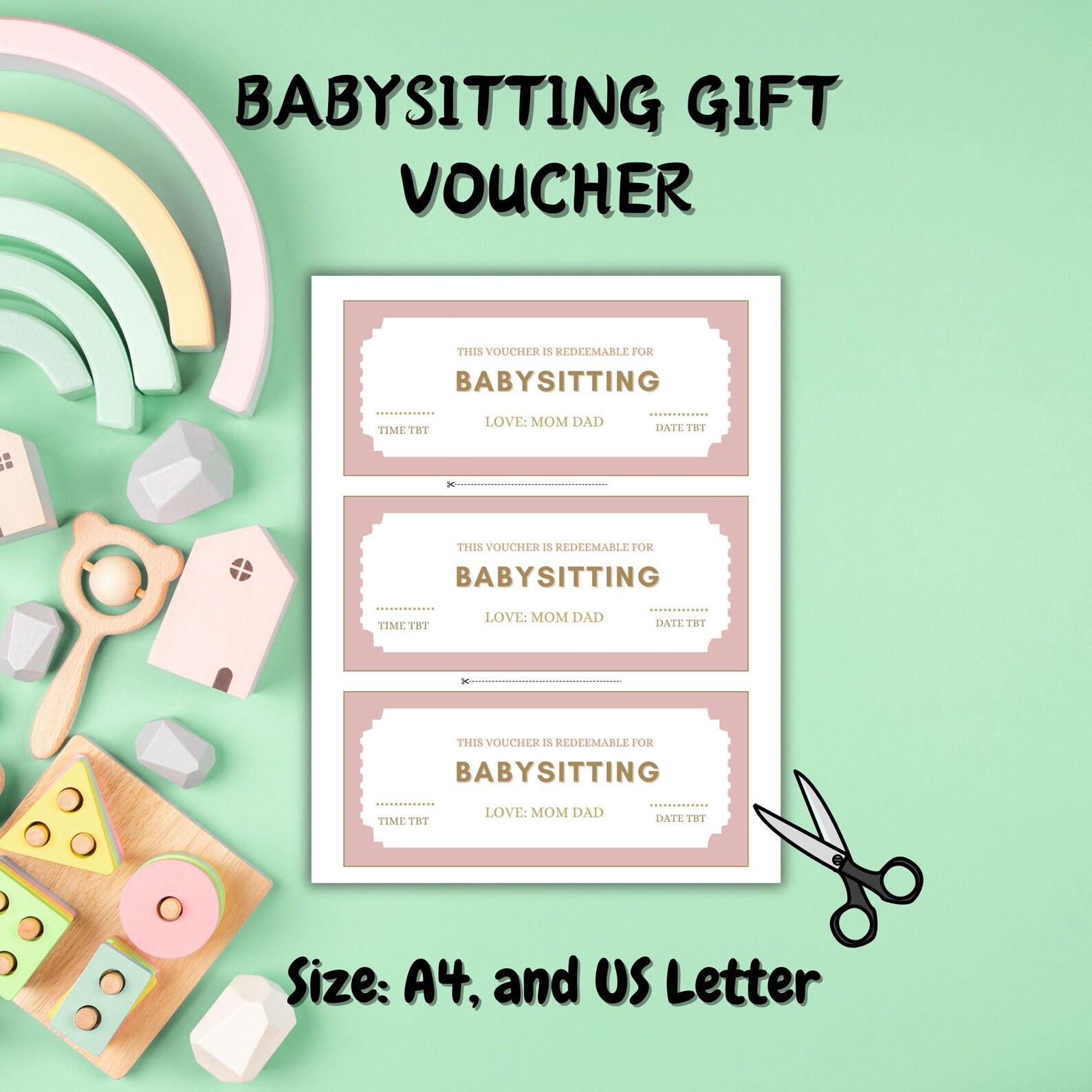 Editable Babysitting Coupon Template, Babysitting Voucher, Babysitting