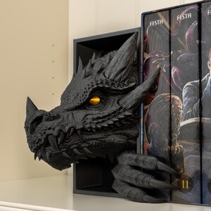 Dragon Bookend | Dragon Head & Tail | Fantasy Book Nook | Bookshelf Decor | 3D Print image 1