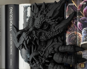 Dragon Bookend | Fantasy Book Corner | Bookshelf Decor | 2 Sizes | 3D Print | Book Nook