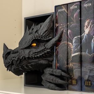 Buchstütze Drache I Drachenkopf & Drachenschwanz I Book Nook Fantasy I Bücherregal Deko I 3D Druck