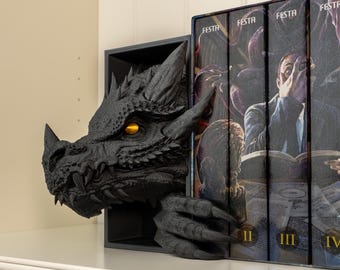 Dragon Bookend | Dragon Head & Tail | Fantasy Book Nook | Bookshelf Decor | 3D Print