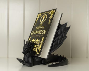 Reading Dragon Book Stand | Dragon Wings | Kindle & Tablet Stand | eReader, eBook, Mobile Phone | 3D Print | Bookshelf Decor | 3 Sizes