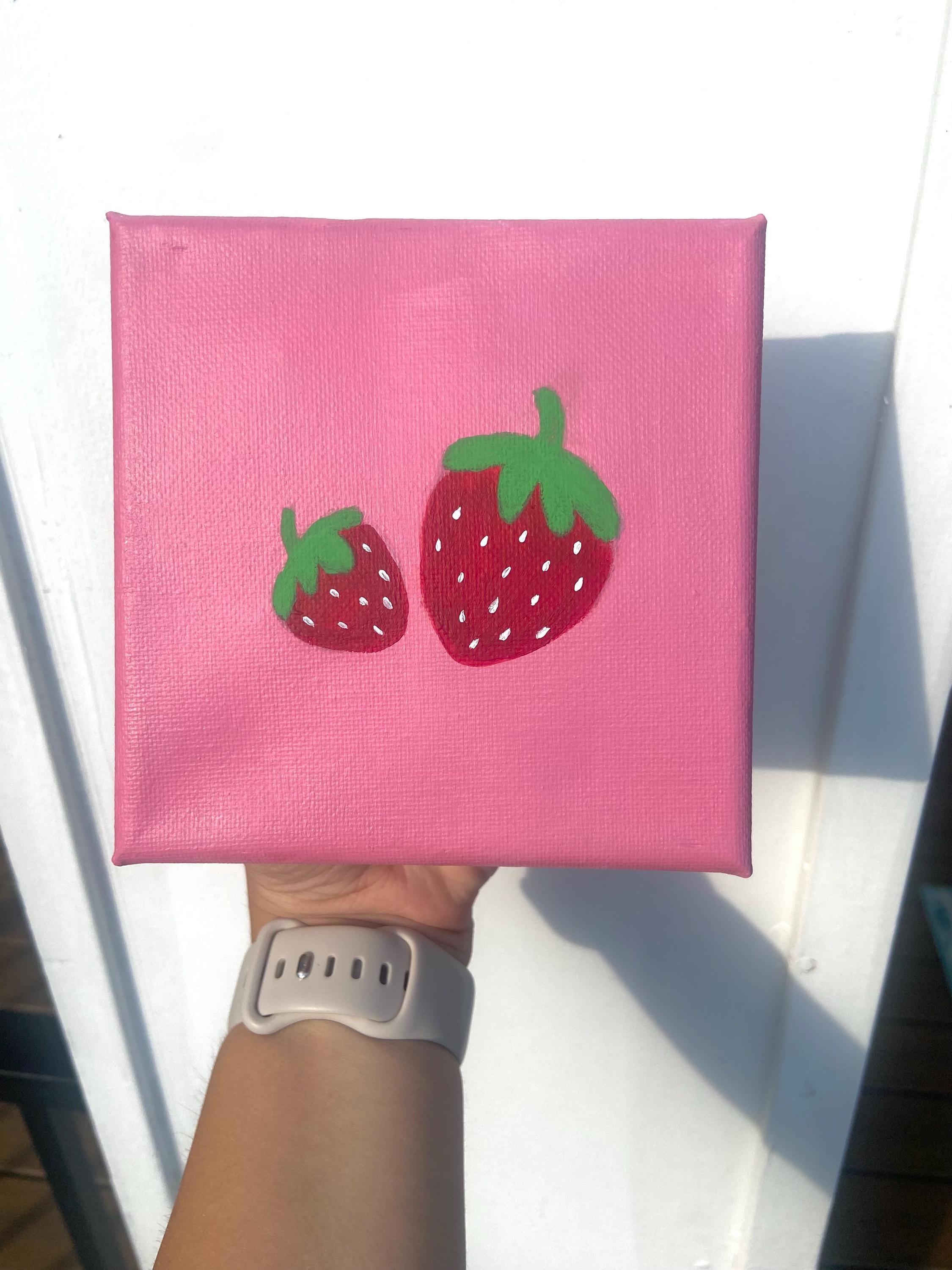 Mini Strawberry Canvas Painting