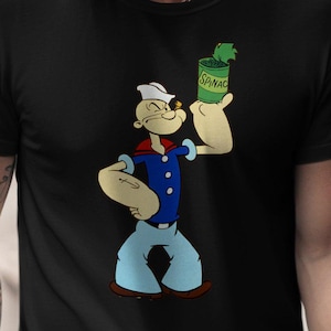 Popeye T-Shirt, Cartoon Character Tee, Spinach Lover Gift, Classic Animation Apparel, Retro Design Top