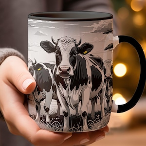 Kuh-Becher, Bauernhof Tier Kaffeetasse, einzigartiges Kuh-Design-Becher, Kuh-Liebhaber-Geschenk, niedlicher Milchkuh-Becher, rustikale Kaffeebecher