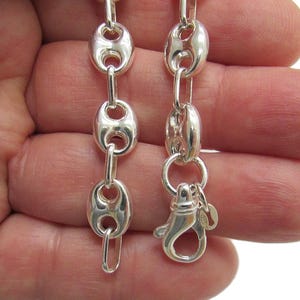 Sterling Silver 13mm Anchor Mariner Link Bracelet with a Secure Lobster Clasp Large Puffy Links