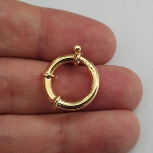 Grand fermoir à ressort en or 20 mm avec cadenas sécurisé, plaqué or 14 carats sur argent sterling 925, accessoires de bijouterie pour bracelets, colliers et plus