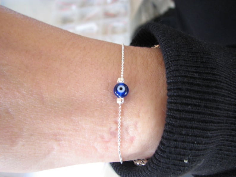Authentic Evil Eye Charm Bracelet Sterling Silver Cobalt Blue Etsy