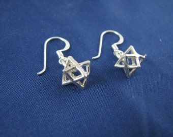 Sterling Silver Genuine MerKaBa Earrings Positive Energy, also good for Meditation
