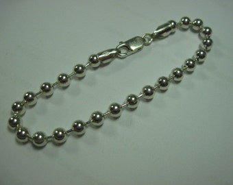 5mm Ball Bracelet, 925 Sterling Silver, Lobster Clasp, Unisex