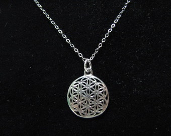 Flower of Life Necklace, Dainty Flower of Life Charm, Original Flower of Life Pendant, Solid 925 Sterling Silver, Seed of Life