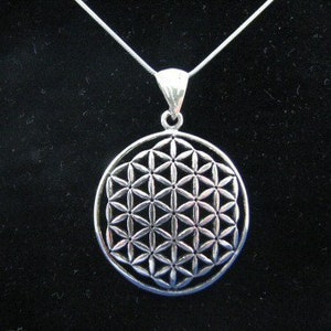 Large Sterling Silver Flower of Life Pendant Necklace