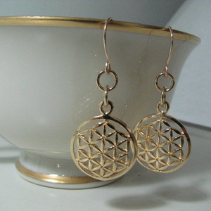 Original Gold Flower of Life Earrings Sacred Geometry