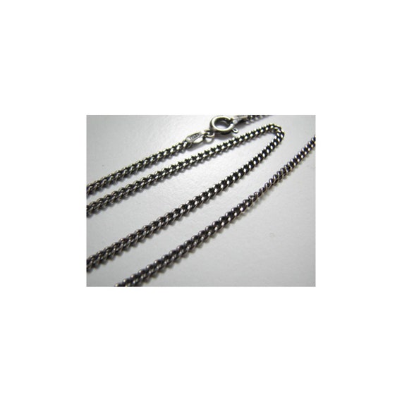 26 Inch Curb Chain, Vintage Oxidized Sterling Silver Curb