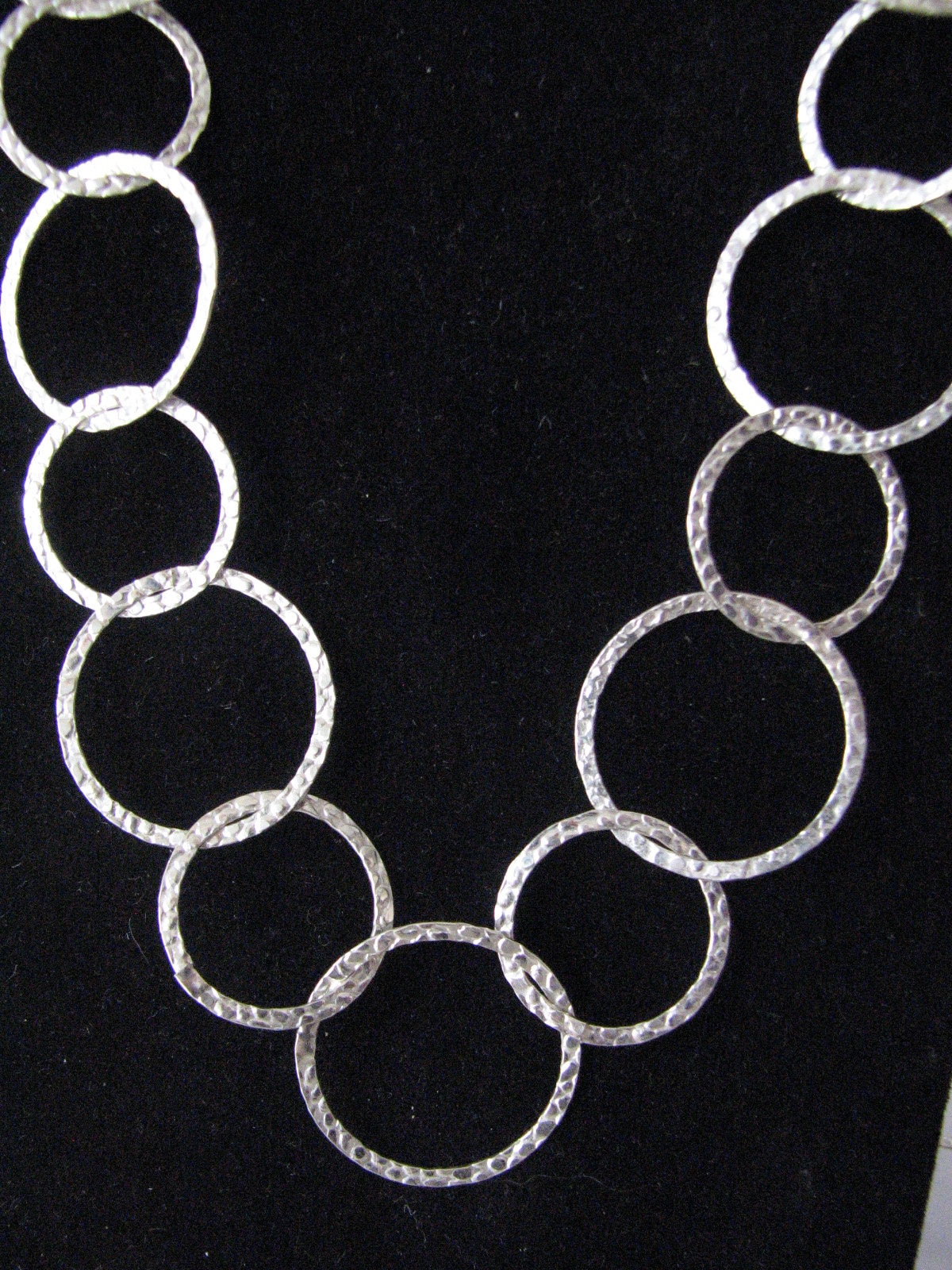 40 Inch Hammered Multi Circle Link Chain Necklace Sterling Silver, 25mm ...