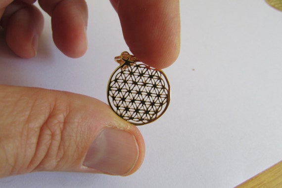 Wisior Złoty Kwiat życia 14k Złoto Kwiat życia Urok Oryginalny Sacred Geometry Biżuteria Również Dostępne W Białym Złocie