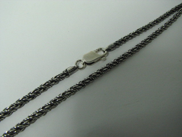 Sterling Silver 3mm Foxtail Chain 24 INCH Necklace Antique Oxidized 925 silver 