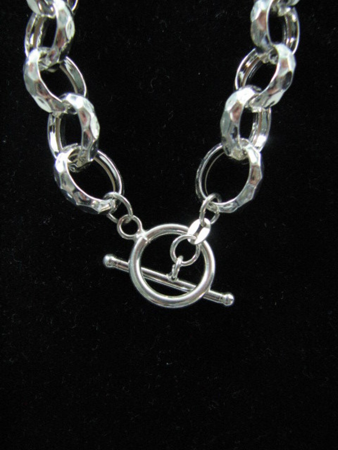 15mm Rolo Necklace Sterling Silver 18 Inch Hammered Chain Links With ...