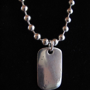 Stylish Dog Tag Pendant Necklace, 5mm Ball Chain, 24 inch Sterling Silver 925