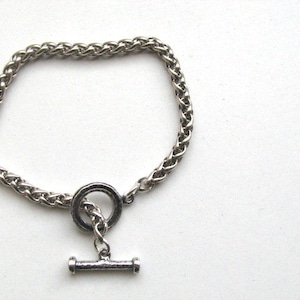 Rope Chain Charm Bracelet with Toggle Clasp, Oxidized Sterling Silver