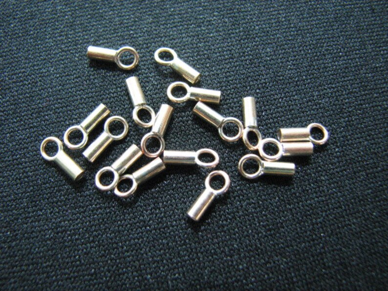 50 pcs 14kt Gold filled Crimp End Caps 1.2mm Hole for Chains and Leather Cords image 1