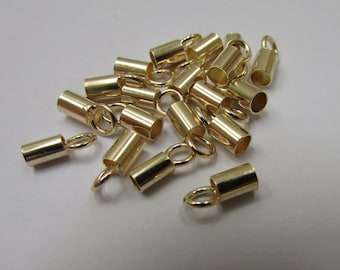 3mm verguld Crimp eindkappen voor kettingen, juwelen draden en leder, verguld over Sterling Zilver, WHOLESALE VEEL grote plooi eindkappen