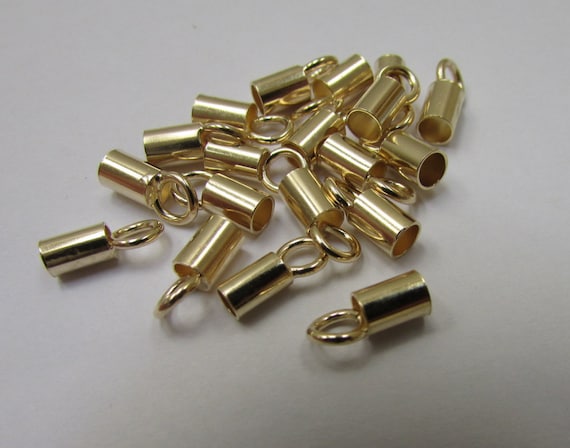 2.5mm Gold Crimp End Caps for Chains, Jewelry Wires and Leather