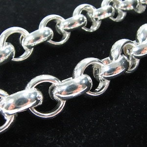 Collar de cadena rolo de 22 pulgadas y 9 mm con cierre de langosta grande seguro, plata esterlina 925 maciza