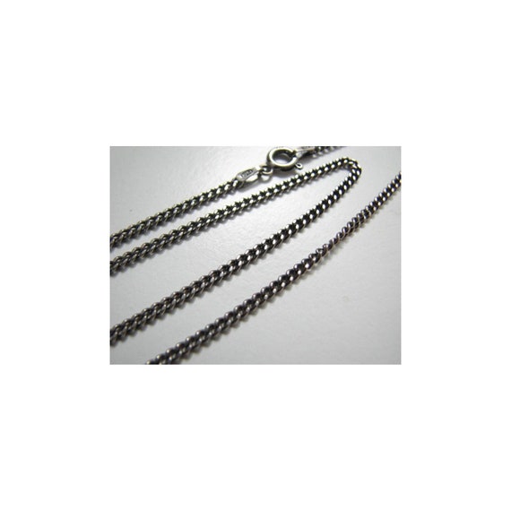 22 inch Oxidized Sterling Silver 2mm Curb Necklace, Antique Curb Chain , Oxidized Necklace Vintage Look