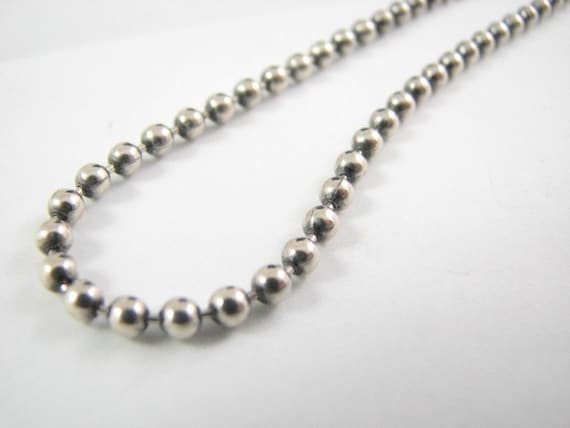 Sterling Silver 3mm Oxidized Ball Chain 16 Inch Necklace, Vintage