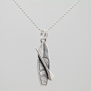 Sterling Silver Sup Necklace, Stand Up Paddle Board Pendant on Ball Chain, Solid 925