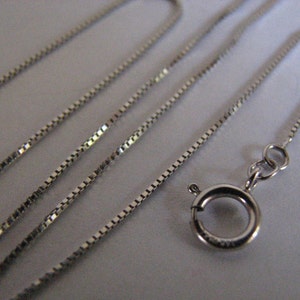 14K White Gold Box Chain, Solid 14k gold, Fine White Gold Box Necklace with Spring Clasp, Highest Quality, All lengths