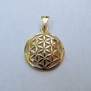 Flower of Life Charm Pendant for Necklaces and Bracelets, Gold plated over Sterling Silver