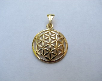 Flower of Life Charm Pendant for Necklaces and Bracelets, Gold plated over Sterling Silver