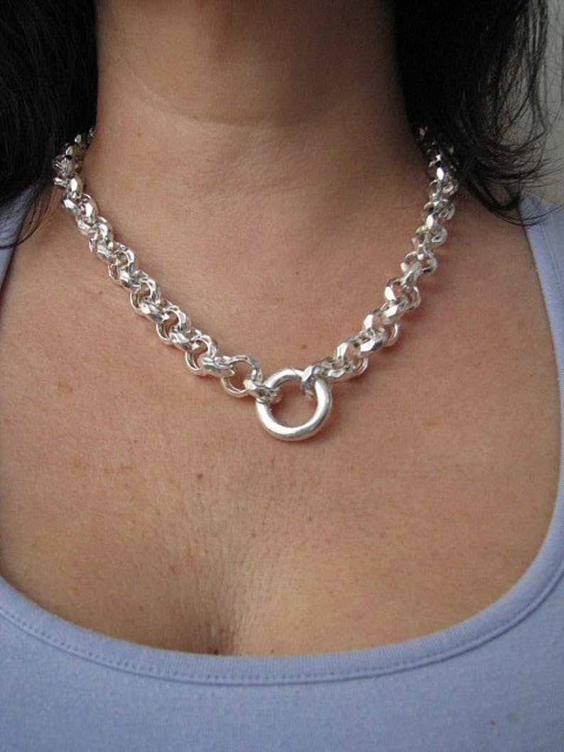 12mm Hammered Rolo Chain 22 Inch Necklace Sterling Silver 925 Etsy